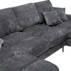 Duża sofa narożna w kształcie litery U z tkaniny szenilowej, nowoczesny salon, miejsca siedzące dla 6+ osób