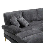 Duża sofa narożna w kształcie litery U z tkaniny szenilowej, nowoczesny salon, miejsca siedzące dla 6+ osób