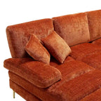 Duża sofa narożna w kształcie litery U z tkaniny szenilowej, nowoczesny salon, miejsca siedzące dla 6+ osób