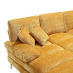 Duża sofa narożna w kształcie litery U z tkaniny szenilowej, nowoczesny salon, miejsca siedzące dla 6+ osób