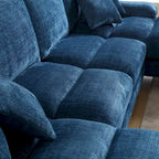 Duża sofa narożna w kształcie litery U z tkaniny szenilowej, nowoczesny salon, miejsca siedzące dla 6+ osób